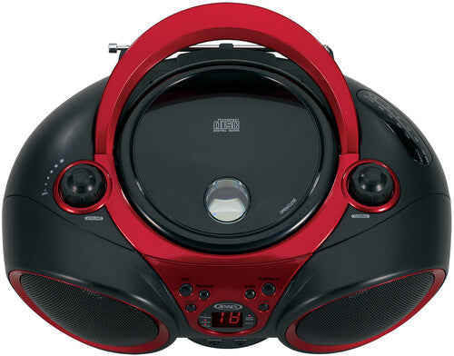 Jensen CD-490 Portable Stereo CD Player with AM/FM Radio – Red/Black