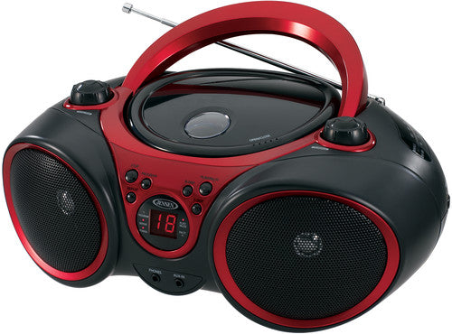 Jensen CD-490 Portable Stereo CD Player with AM/FM Radio – Red/Black