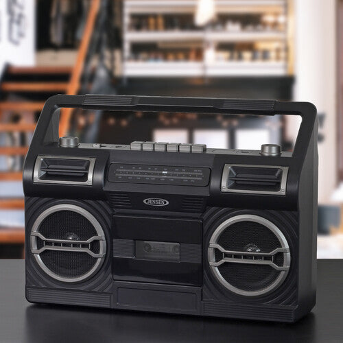 Jensen MCR-500 Portable Boombox Cassette Player/Recorder with AM/FM Radio – Black