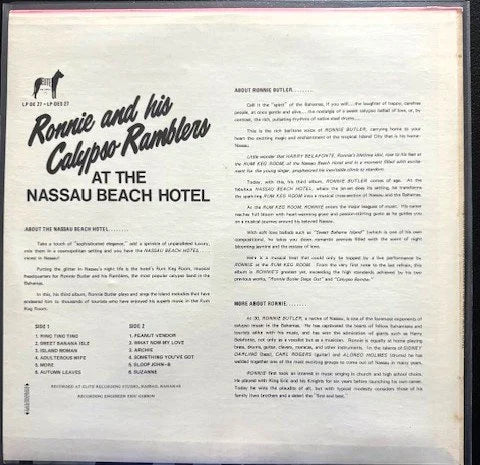 Ronnie & His Calypso Ramblers – At The Nassau Beach Hotel (Used) - Maple City Music