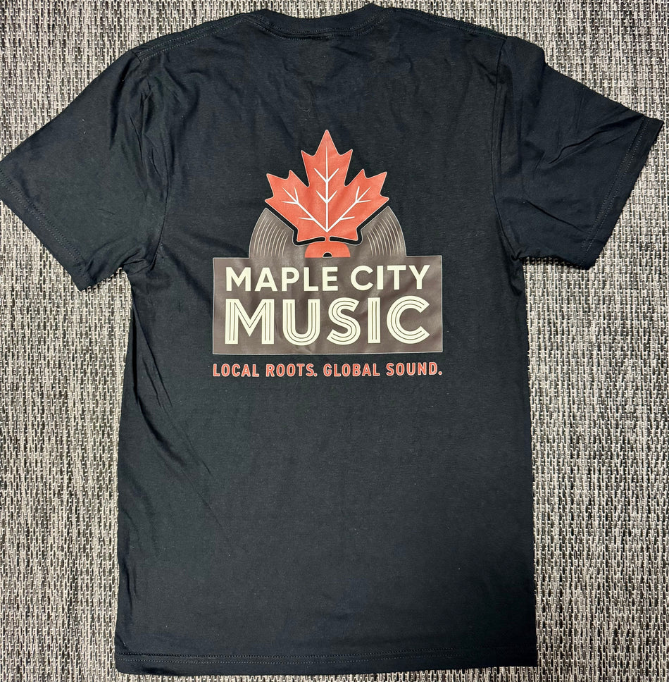Maple City Music "First Pressing" Logo T-Shirt, Black – 2XL