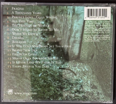 Sting – ...All This Time (CD, 2001, A&M Records 0694931692)