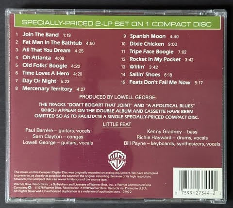 Little Feat – Waiting For Columbus (CD, 1988, Warner Bros. Records 3140-2, Specialty Pressing)