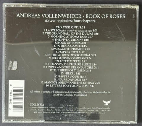 Andreas Vollenweider – Book Of Roses (Sixteen Episodes / Four Chapters) (CD, 1992, Columbia CK 48601, US)
