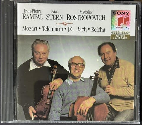 Jean-Pierre Rampal, Isaac Stern & Mstislav Rostropovich – Mozart • Telemann • J.C. Bach • Reicha (CD, 1990, Sony Classical SK 44568, Artist Laureate, US)