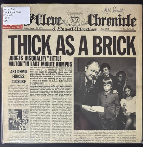 Jethro Tull – Thick As A Brick (LP, 1972, Reprise Records MS 2072, Terre Haute Pressing, Tan Label)