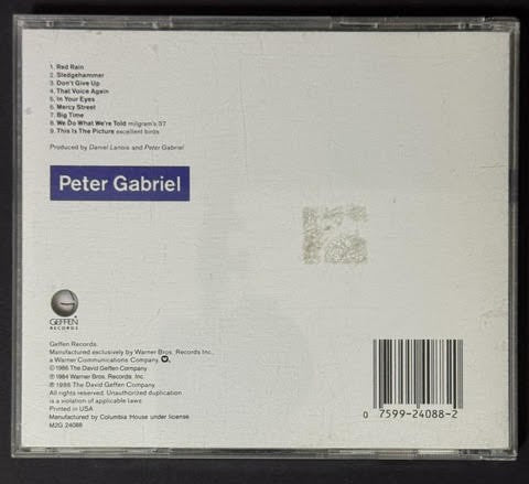 Peter Gabriel – So (CD, Geffen Records M2G 24088, Columbia House Club Edition, Sony Music Pitman Pressing)