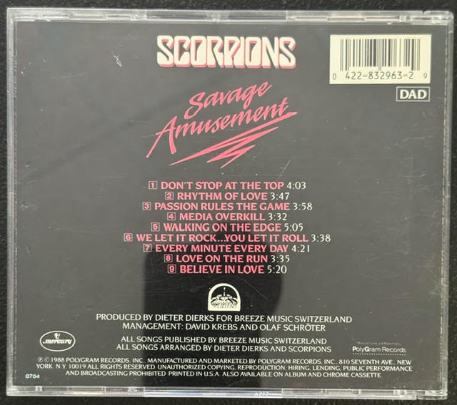 Scorpions – Savage Amusement (CD, Album, 1988, Mercury)