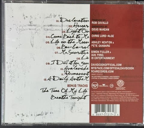 David Cook – David Cook (CD, Album, Wal-Mart Edition, 2008, RCA 88697-37217-2)