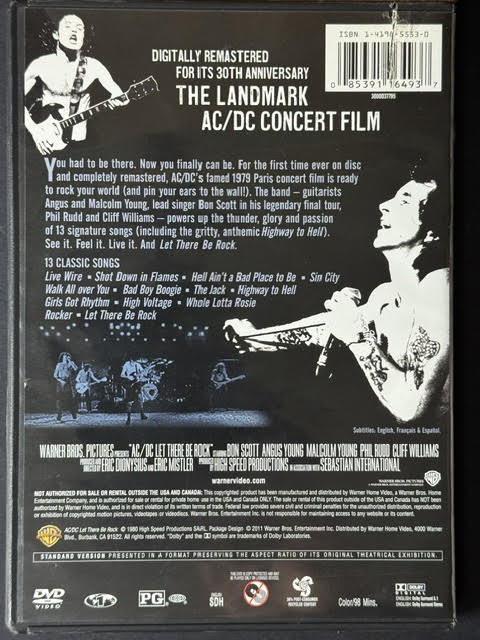 AC/DC – Let There Be Rock (DVD, DVD-Video, Multichannel, Reissue, Remastered, Stereo, Region 1, Warner Home Video 3000037795)