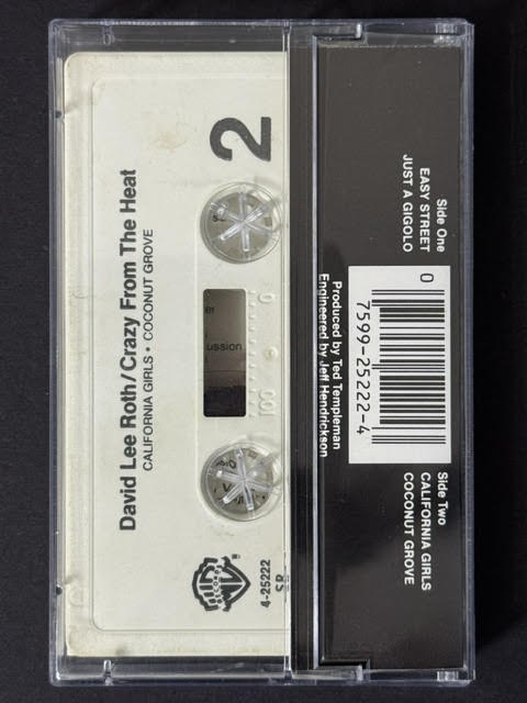 David Lee Roth – Crazy From The Heat (Cassette, 1985, Warner Bros. Records WB 9 25222-4 B, SR, Dolby HX Pro)