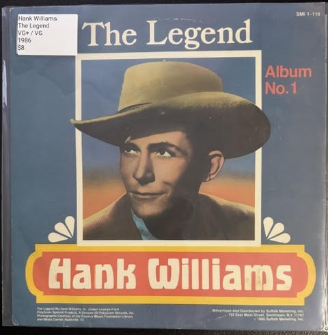 Hank Williams – The Legend (Vinyl LP, 1986, Suffolk Marketing SMI 1-110, US Compilation)
