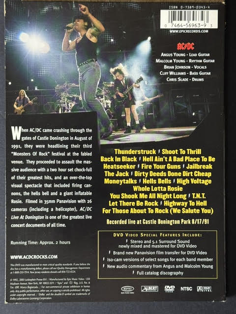 AC/DC – Live At Donington (DVD, DVD-Video, Stereo, Multichannel, NTSC, Epic Music Video / Albert Productions EVD 56963)