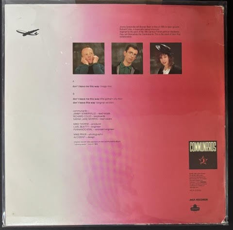 The Communards With Sarah Jane Morris – Don't Leave Me This Way (12", 1986, MCA Records MCA-23665, Gloversville Pressing)