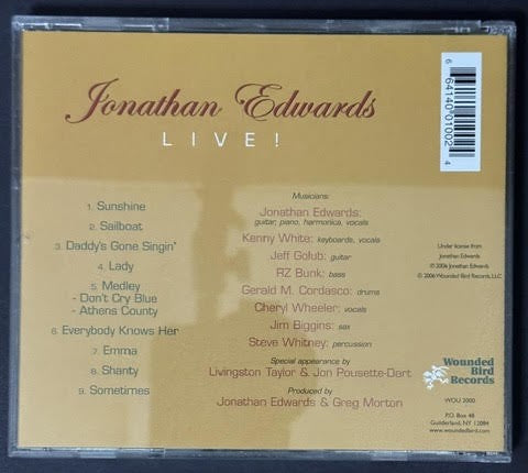 Jonathan Edwards – Live! (CD, 2006, Wounded Bird Records WOU 100, Reissue)