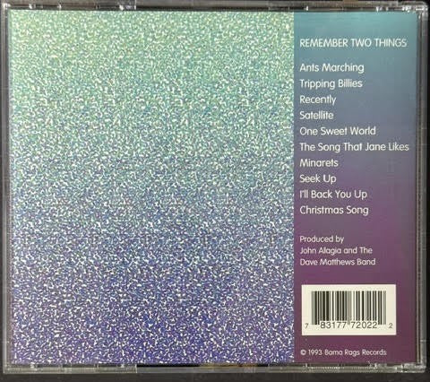 Dave Matthews Band – Remember Two Things (CD, 1993, Bama Rags Records BAMA 001, Original Independent Pressing, Nimbus)