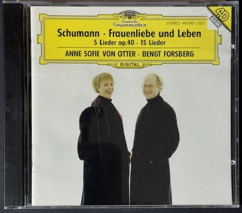 Schumann - Anne Sofie Von Otter, Bengt Forsberg – Frauenliebe Und Leben / 5 Lieder Op. 40 / 15 Lieder (CD, Album, Stereo, PMDC Pressing, 1995, Deutsche Grammophon 445 881-2)