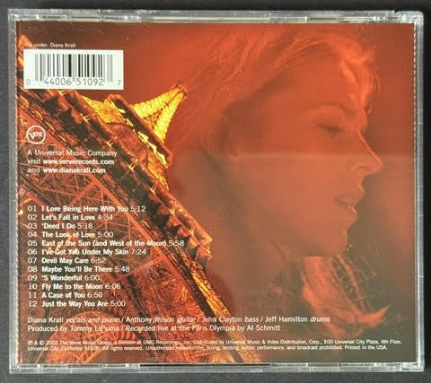 Diana Krall – Live In Paris (CD, 2002, Verve Records 440 065 109-2, UML Pressing)