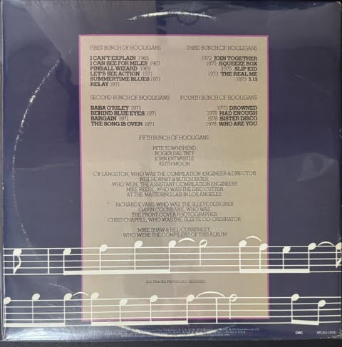The Who – Hooligans (2× Vinyl LP, 1981, MCA Records MCA2-12001, CRC Club Edition, Carrollton Pressing)
