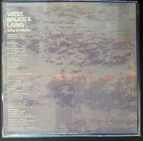 West, Bruce & Laing – Why Dontcha (LP, 1972, Columbia/Windfall KC 31929, Pitman Pressing, Sterling Lee Hulko Cut)