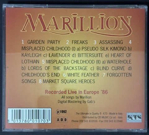 Marillion – Golden Tears (CD, 1992, Kiss The Stone KTS 070, Unofficial Live Release)