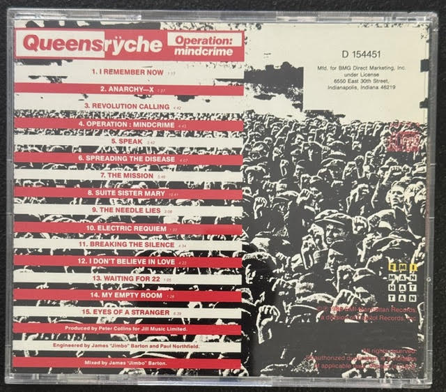 Queensrÿche – Operation: Mindcrime (CD, 1988, EMI-Manhattan Records CDP 7 48640 2, BMG Direct Marketing Edition)