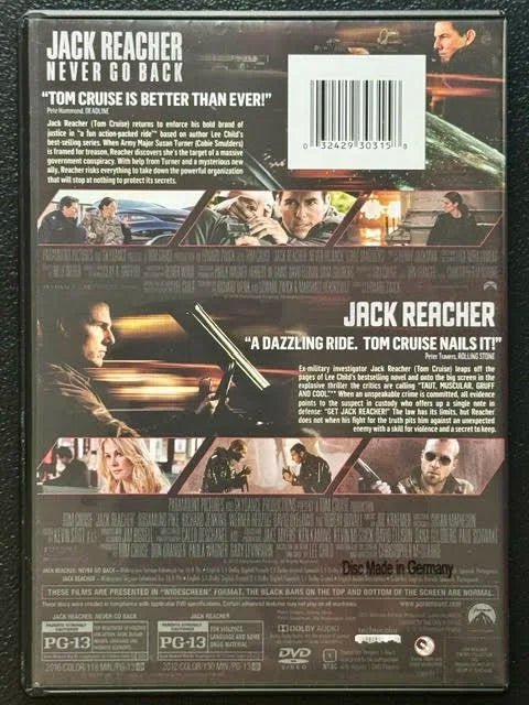 Jack Reacher / Jack Reacher: Never Go Back (DVD, 2-Movie Collection, Paramount Home Entertainment) - Maple City Music