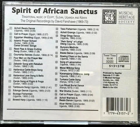 David Fanshawe – Spirit Of African Sanctus: Traditional Music Of Egypt, Sudan, Uganda And Kenya (CD, 1991, Musical Heritage Society 513137M) - Maple City Music