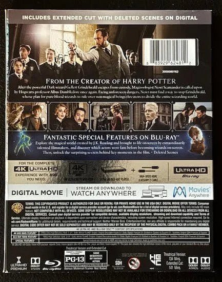Fantastic Beasts: The Crimes of Grindelwald (4K Ultra HD + Blu-ray, 2019, Warner Bros.) - Maple City Music
