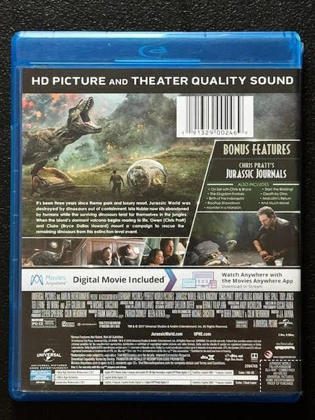 Jurassic World: Fallen Kingdom — Blu-ray + DVD Combo Pack (Used) - Maple City Music