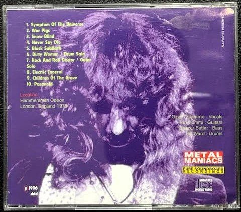 Black Sabbath – Welcome To The Electric Funeral (CD, 1996, Metal Maniacs MM 001) - Maple City Music