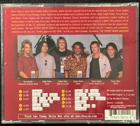 Glenn Hughes, Johnnie Bolin & Friends – Tommy Bolin: 1997 Tribute (CD, 1998, Tommy Bolin Archives TBACD-12) - Maple City Music
