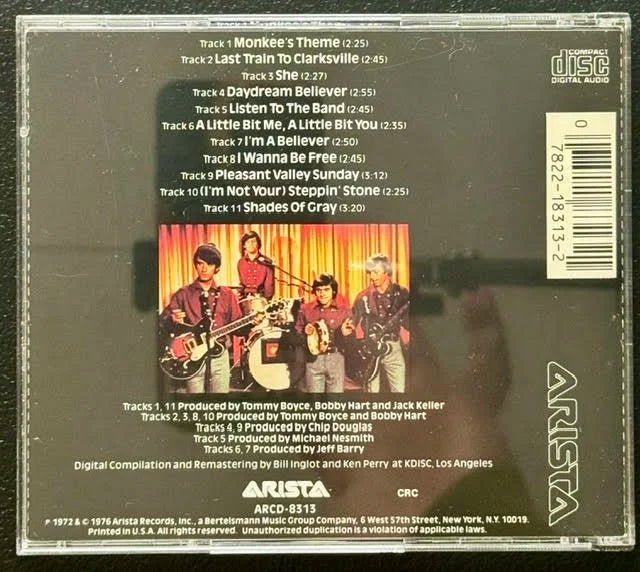 The Monkees – Greatest Hits (CD, 1986, Arista ARCD 8313) - Maple City Music