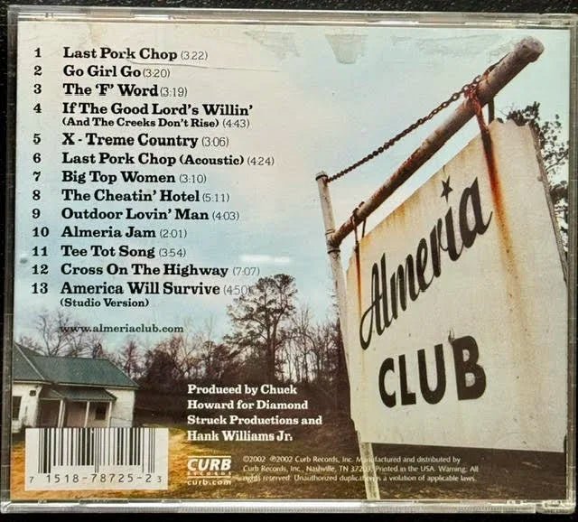 Hank Williams Jr. – Almeria Club (CD, 2002, Curb Records 78725) - Maple City Music