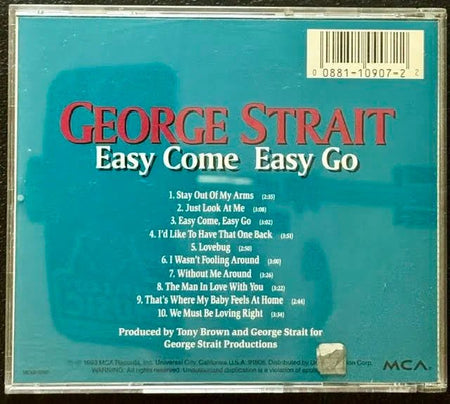 George Strait – Easy Come Easy Go (CD, 1993, MCA MCAD-10907) - Maple City Music