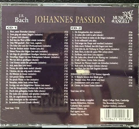J.S. Bach – Johannes Passion (CD, 1995, Musica Di Angeli 5028421991856) - Maple City Music
