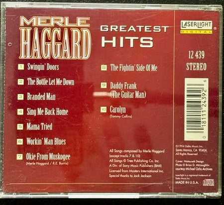 Merle Haggard – Greatest Hits (CD, 1994, LaserLight Digital 12 439) - Maple City Music