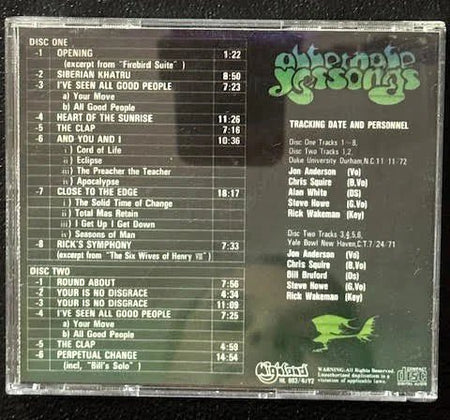 Yes – The Alternate Yessongs (2xCD, Unofficial, Highland HL 003/4Y2) - Maple City Music