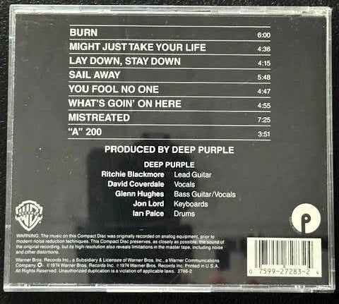 Deep Purple – Burn (CD, Album, Reissue, 1989, Warner Bros. Records 2766-2) - Maple City Music