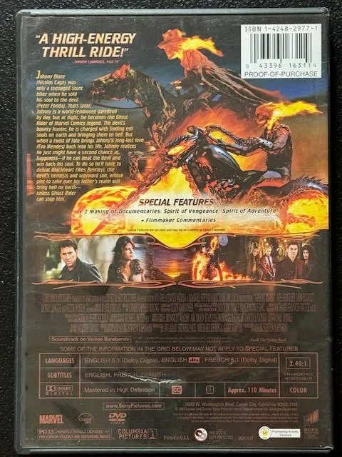 Ghost Rider – Widescreen Edition (DVD, 2007, Sony Pictures Home Entertainment) - Maple City Music