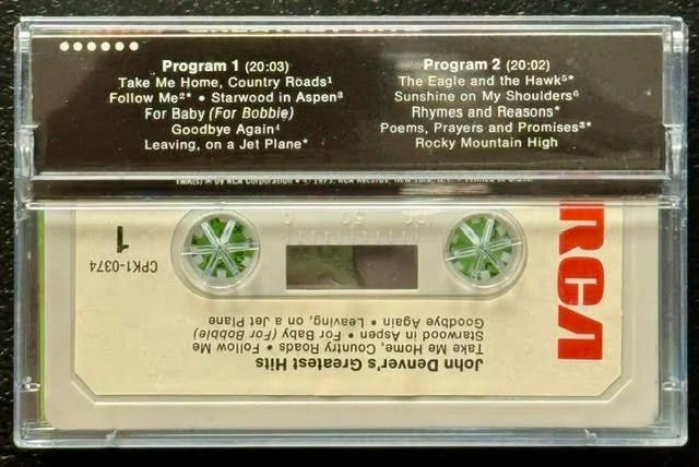 John Denver – Greatest Hits (Cassette, 1973, RCA CPK1-0374) - Maple City Music