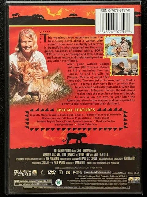 Born Free (DVD, 1966, Sony Pictures Home Entertainment) - Maple City Music