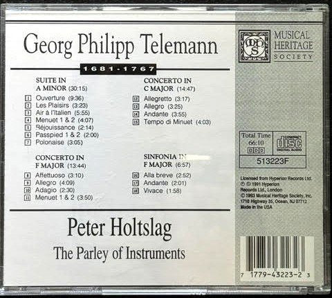 Georg Philipp Telemann – Recorder Concerti (CD, 1991, Musical Heritage Society 512323F) - Maple City Music