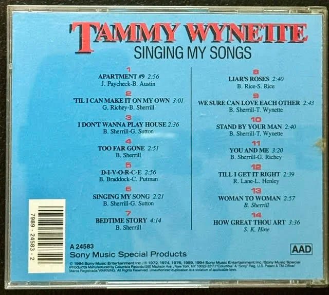 Tammy Wynette – Singing My Songs (CD, 1994, Sony Music Special Products A 24583) - Maple City Music