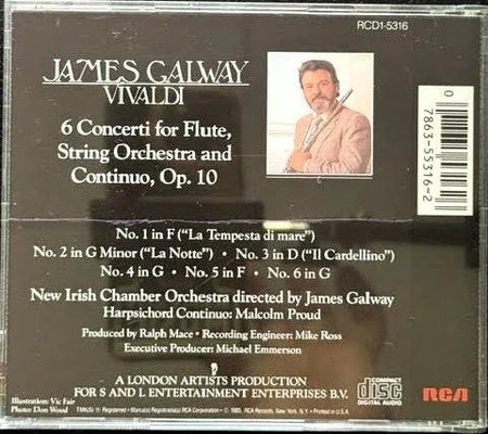 Antonio Vivaldi – 6 Concerti For Flute, String Orchestra And Continuo, Op. 10 (CD, 1989, RCA Red Seal RCD1-5316) - Maple City Music