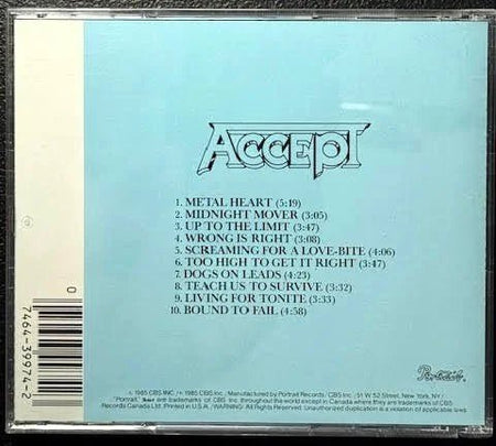 Accept – Metal Heart (CD, Album, Repress, Portrait RK 39974) - Maple City Music