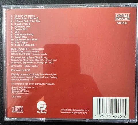 Creedence Clearwater Revival – Live In Europe (CD, Reissue, Remastered, 1999, Fantasy FCD-4526-2) - Maple City Music