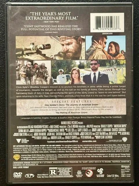 American Sniper (DVD, 2014, Warner Bros.) - Maple City Music