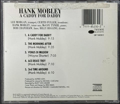 Hank Mobley – A Caddy For Daddy (CD, 1990, Blue Note CDP 7 84230 2, Capitol Jax)