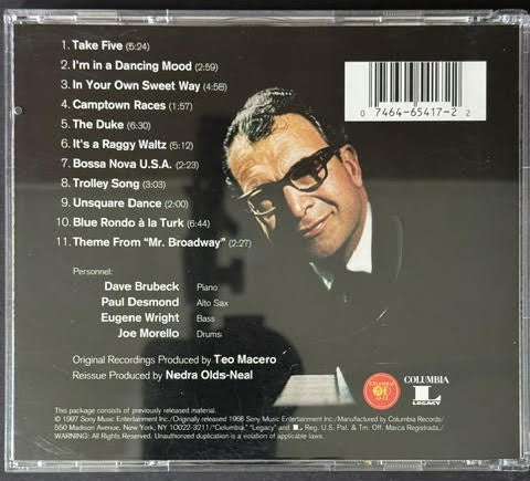 Dave Brubeck – Dave Brubeck's Greatest Hits (CD, 1997, Columbia/Legacy CK 65417, US Reissue, DADC)